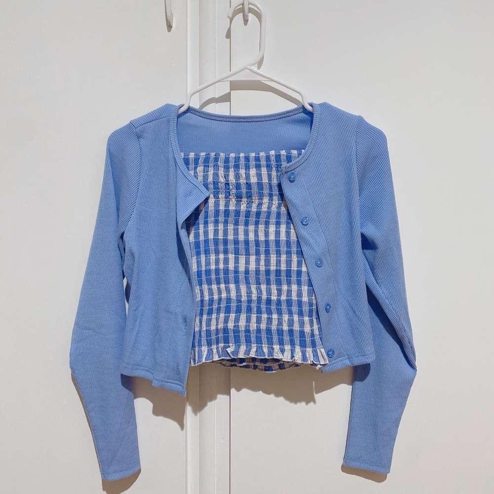 Set includes dress and cardigan